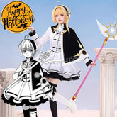 【In Stock】Anime Cardcaptor Sakura Cosplay Kinomoto Sakura Black and White Dress Cosplay Costume Cosplay Costumes